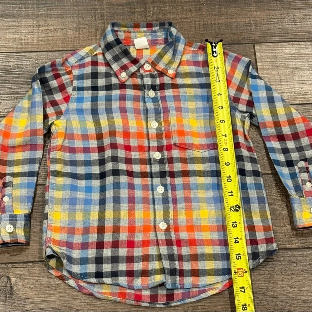Baby GAP Flannel Button Down Shirt Top Toddler SZ 4 Bright Colors Plaid Holidays